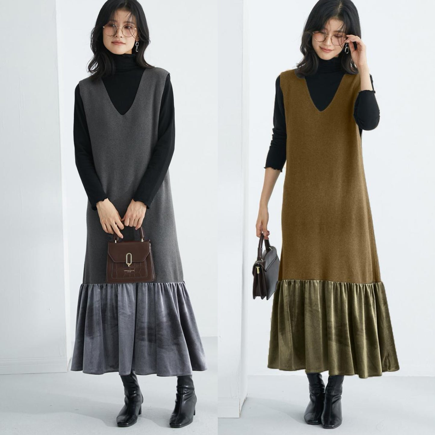 【dress】ドッキングノースリーブワンピース　N2900