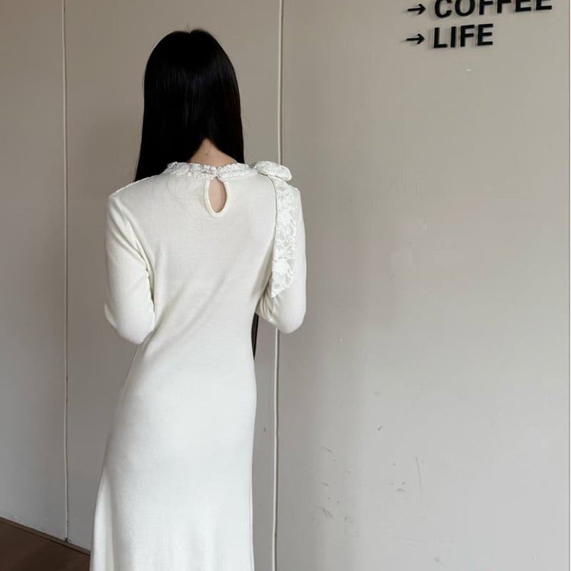 【dress】レースドッキングワンピース Q7052