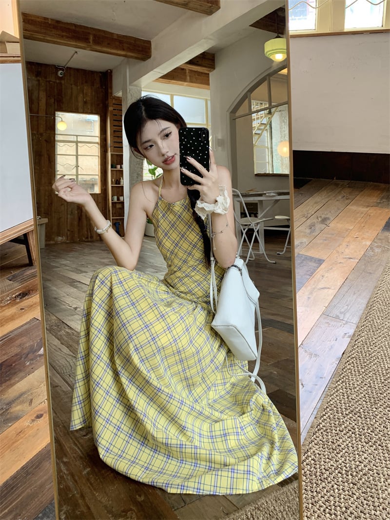【dress】チェック柄キャミワンピース　M24372
