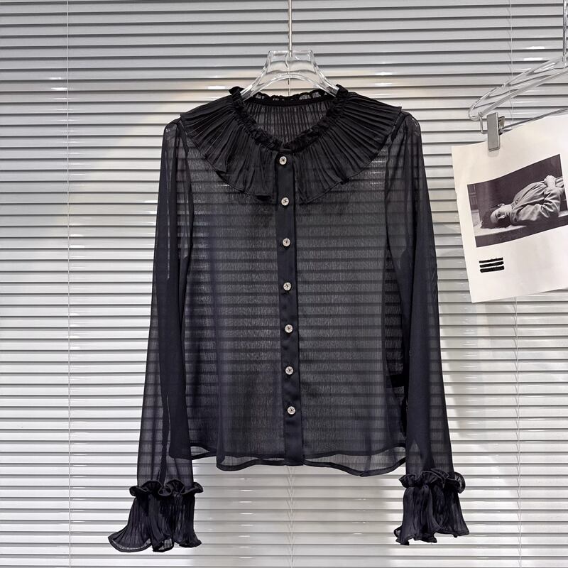 【tops】ピーターパンカラーシフォントップス Q8161