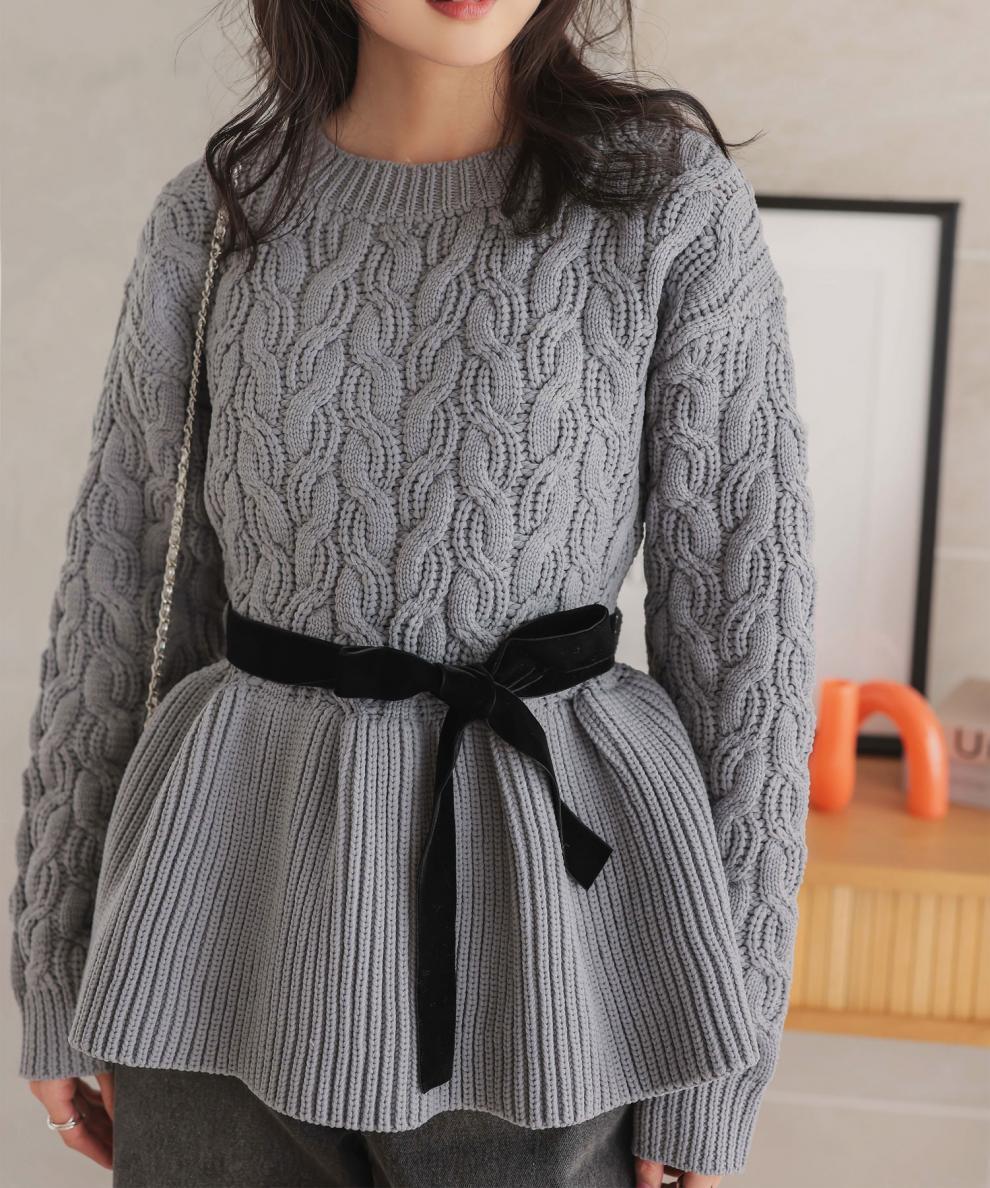 【tops】ペプラムニットセーター　M28783