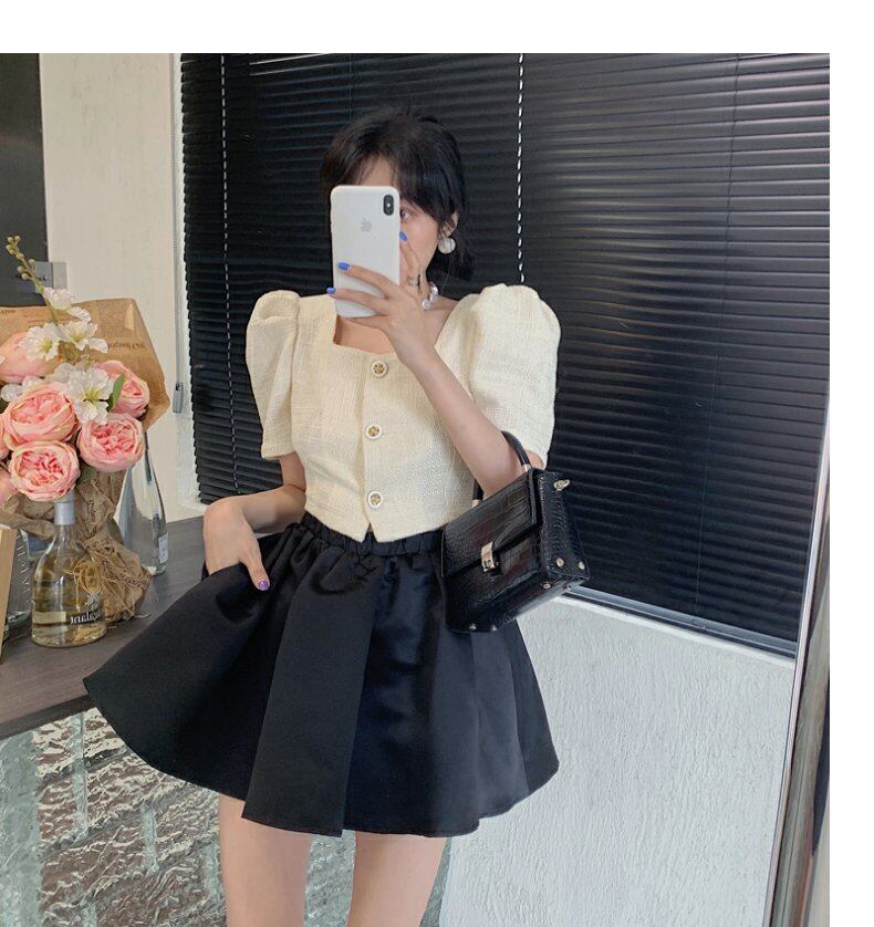 【set】パフスリーブブラウス+スカート２点セットG20680