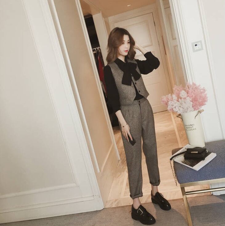 【set】ファッション!気質満点スーツベスト+シャツ+パンツオシャレ3点セット G2525