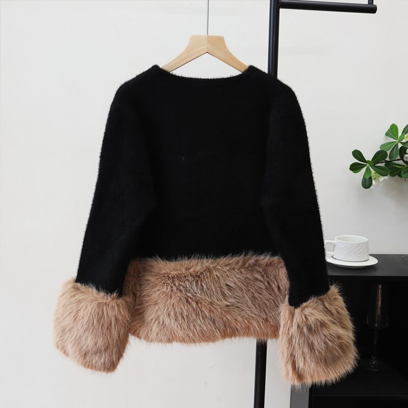 【outer】ファードッキングニットコート Q7031