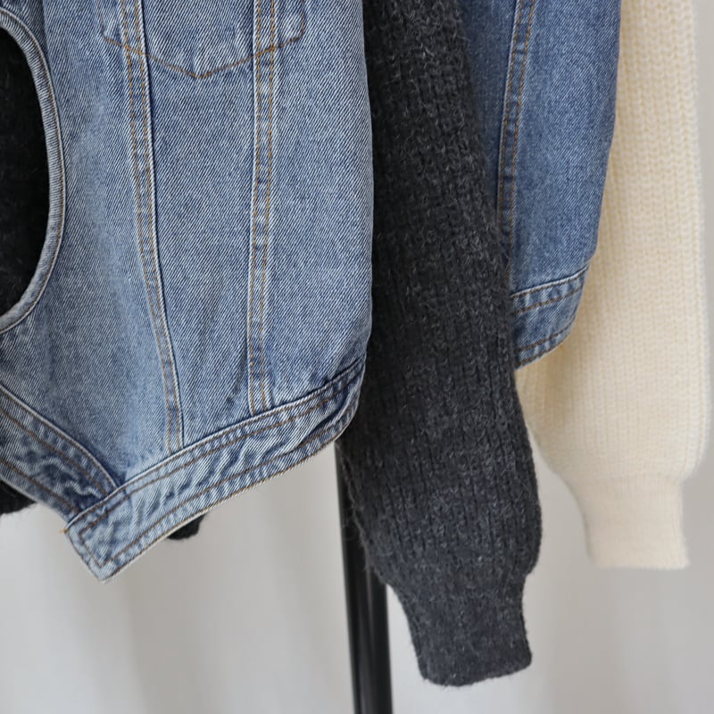 【outer】デニム切り替えニットカーデ　M27542