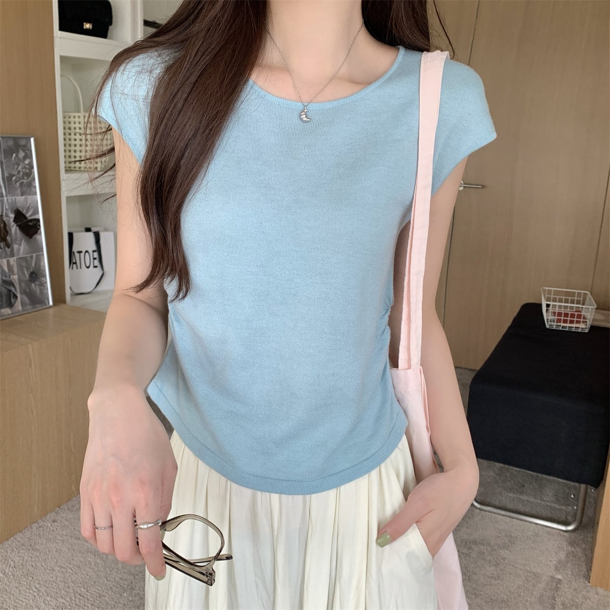 【tops】ニットTシャツ　M25142