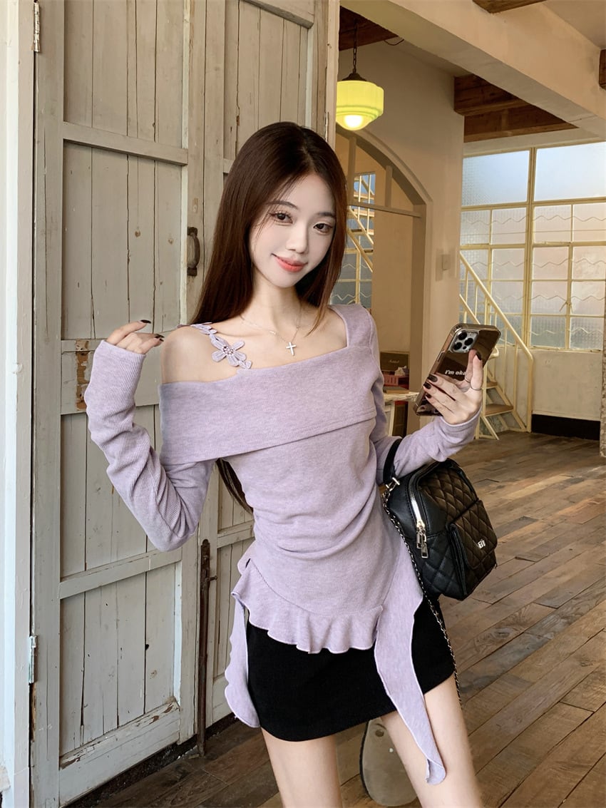 【tops】不規則 イレギュラーニットトップス　M28226