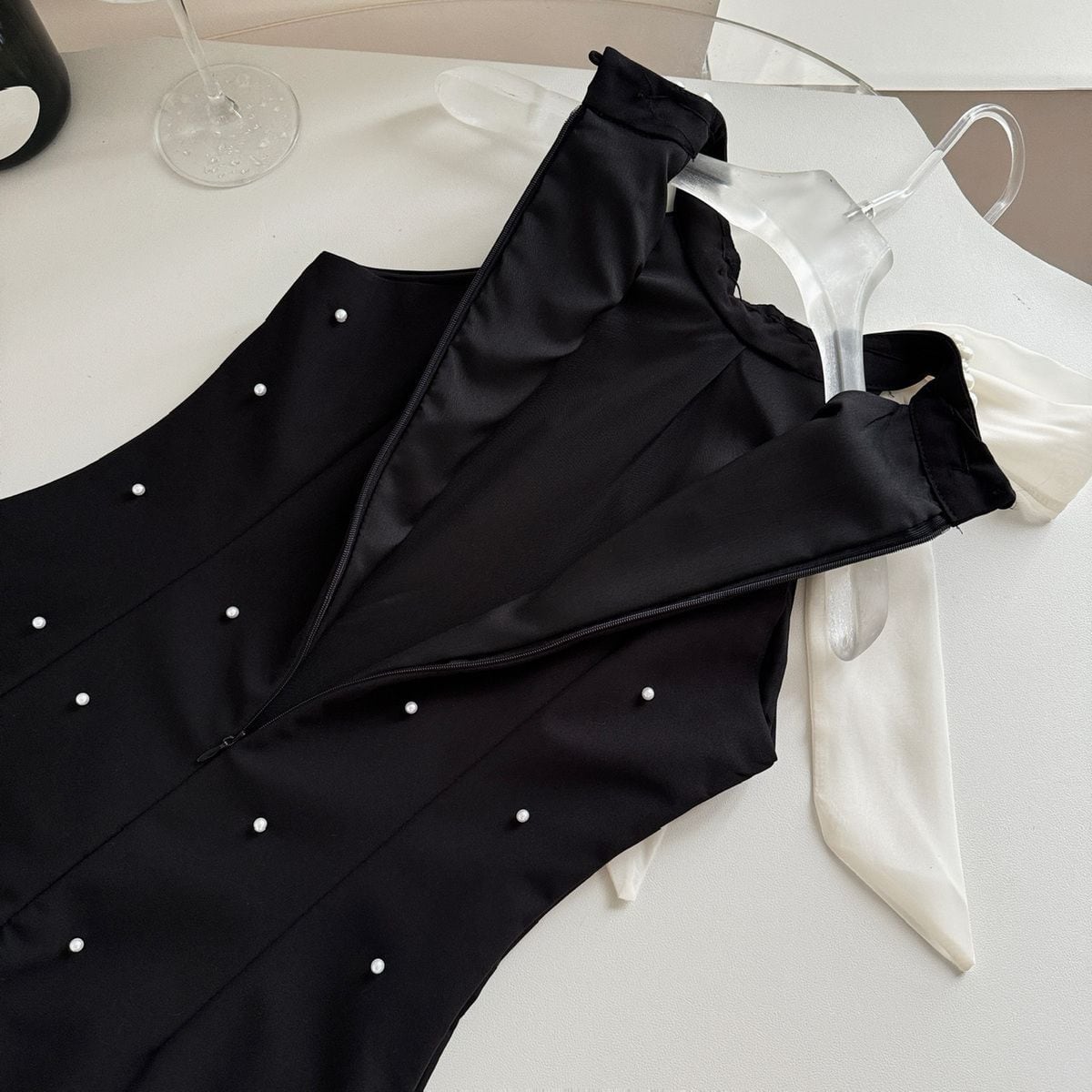 【dress】ノースリーブパールビジューワンピース　M24422