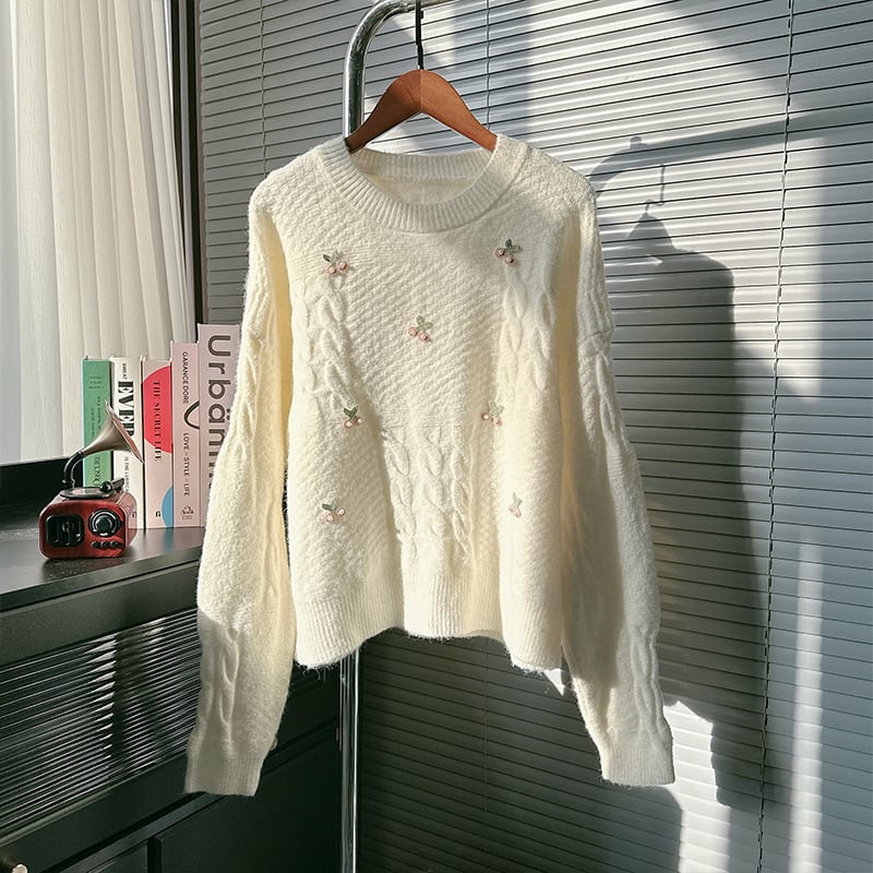 【tops】クルーネックニットセーター　M25642