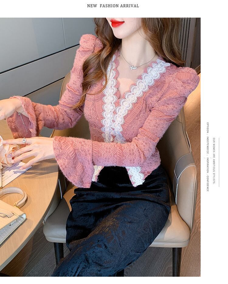 【tops】Vネックレーストップス　M27417