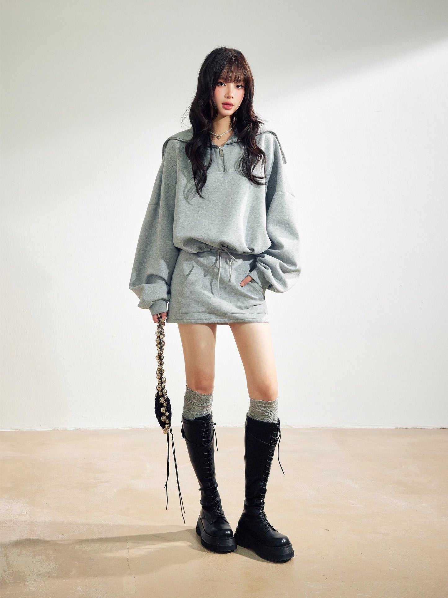 【dress】セーラーカラーパーカーワンピース Q7368