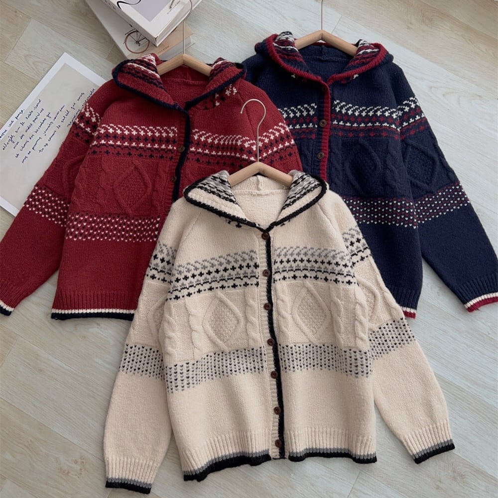 【outer】ジャカードニットカーデ　M27112