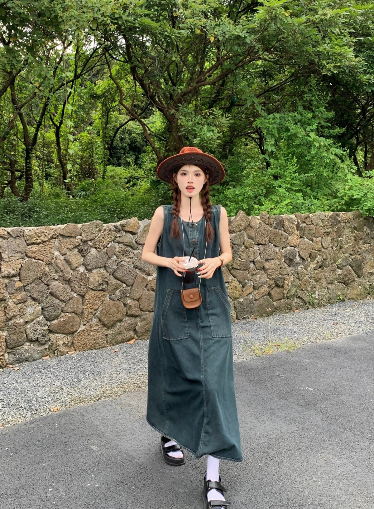 【dress】ノースリーブデニムワンピース　M25107