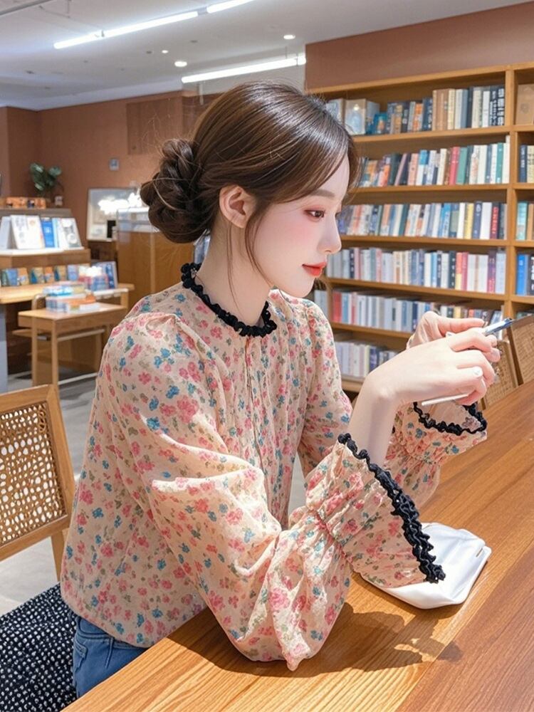 【tops】花柄ブラウス　M30094