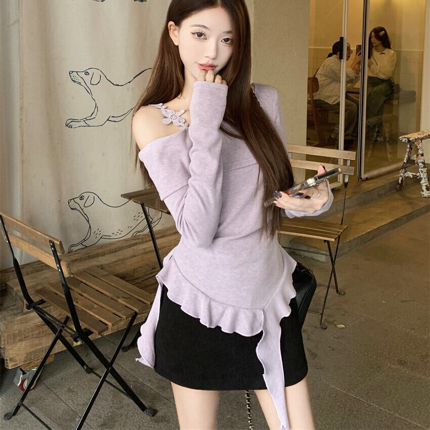 【tops】不規則 イレギュラーニットトップス　M28226