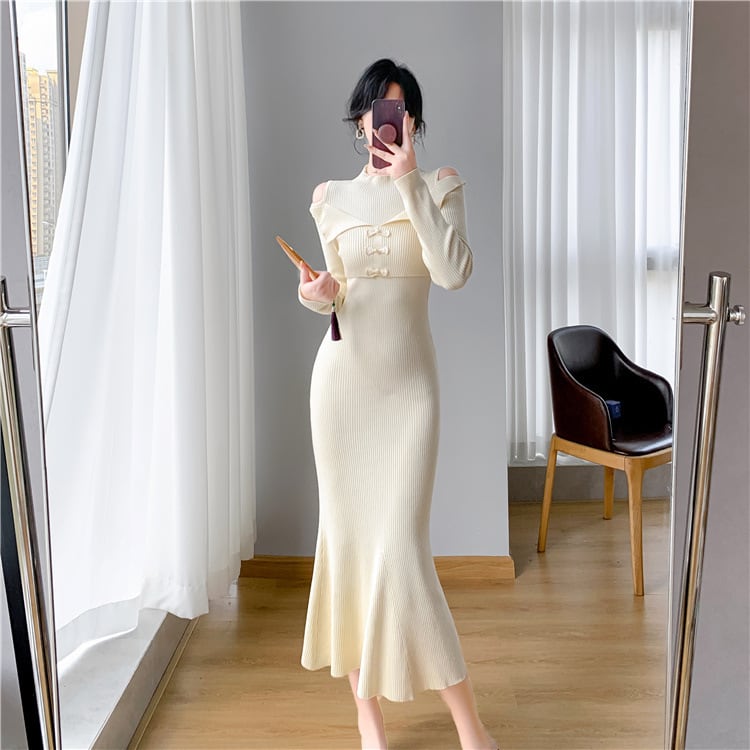 【dress】マーメイドニットワンピース　M26175