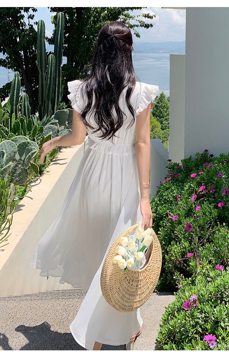 【dress】ギャザー海旅行ワンピース G20066