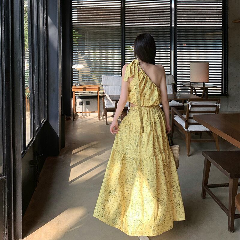 【set】花柄トップス+スカート２点セットG21326