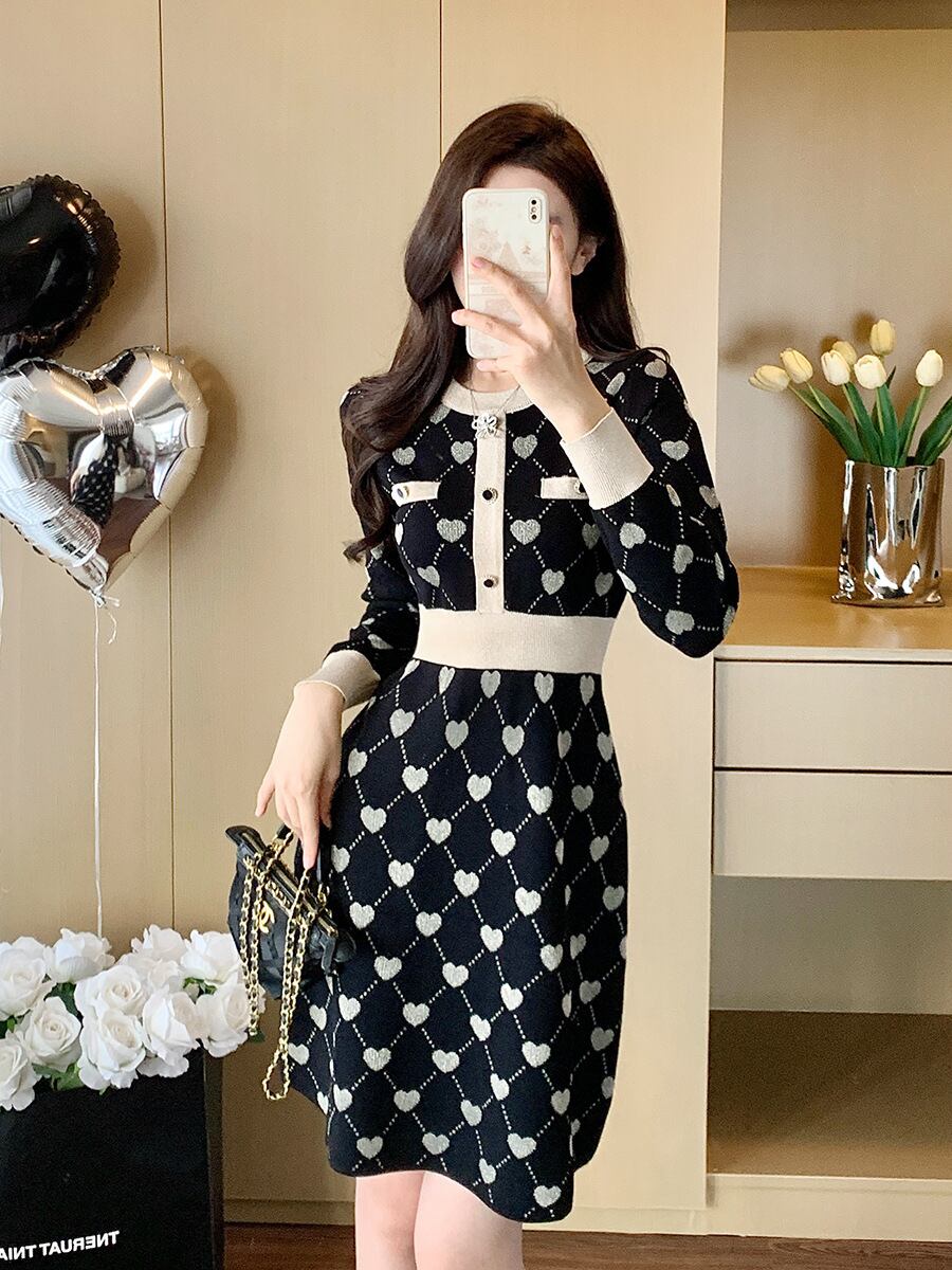 【dress】ジャカードニットワンピース　M28358