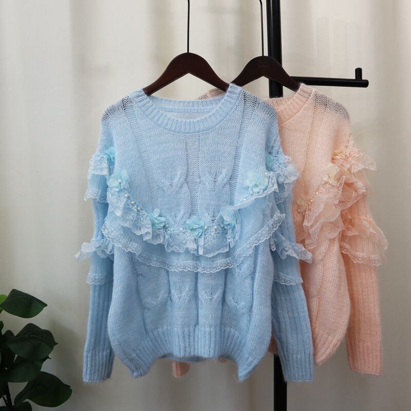【tops】チュールコンビニットセーター　M29324