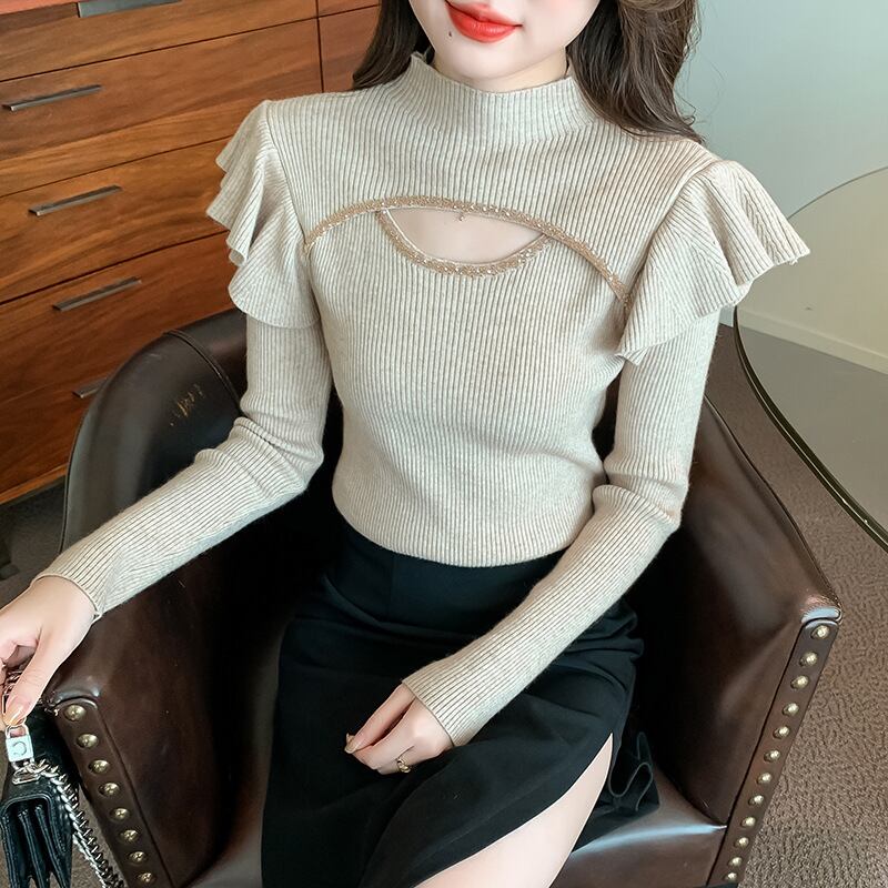 【tops】フリルニットトップス　M18859