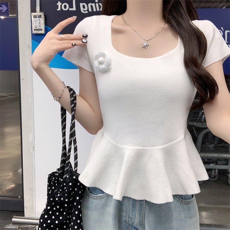 【tops】立体フラワーニットトップス　M24585