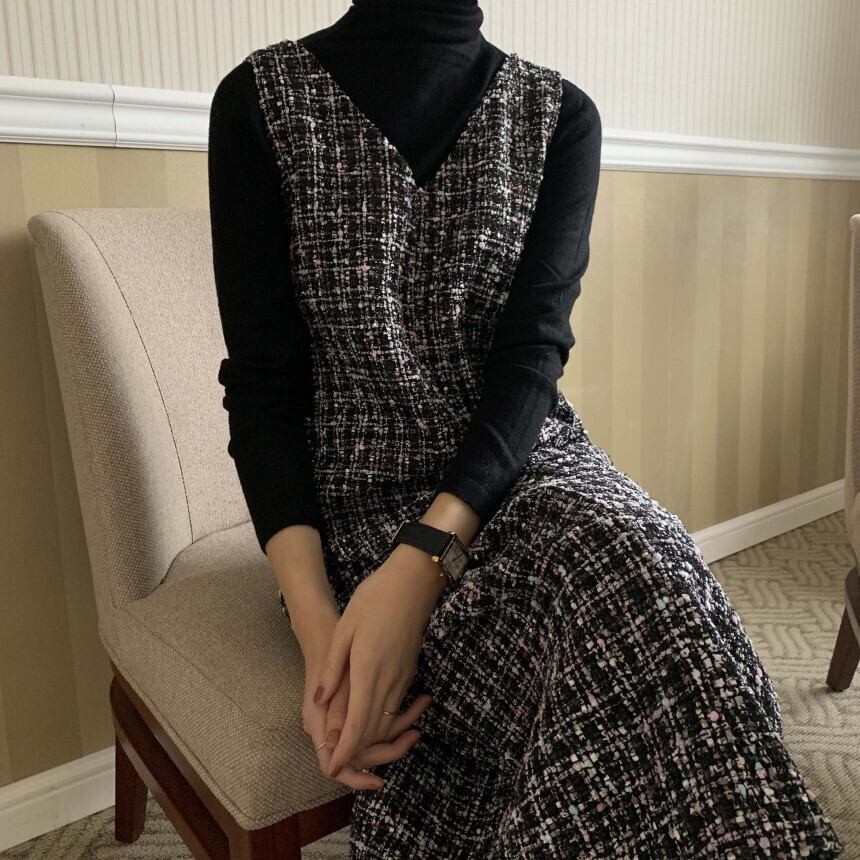 【dress】ツイードノースリーブワンピース　N2197