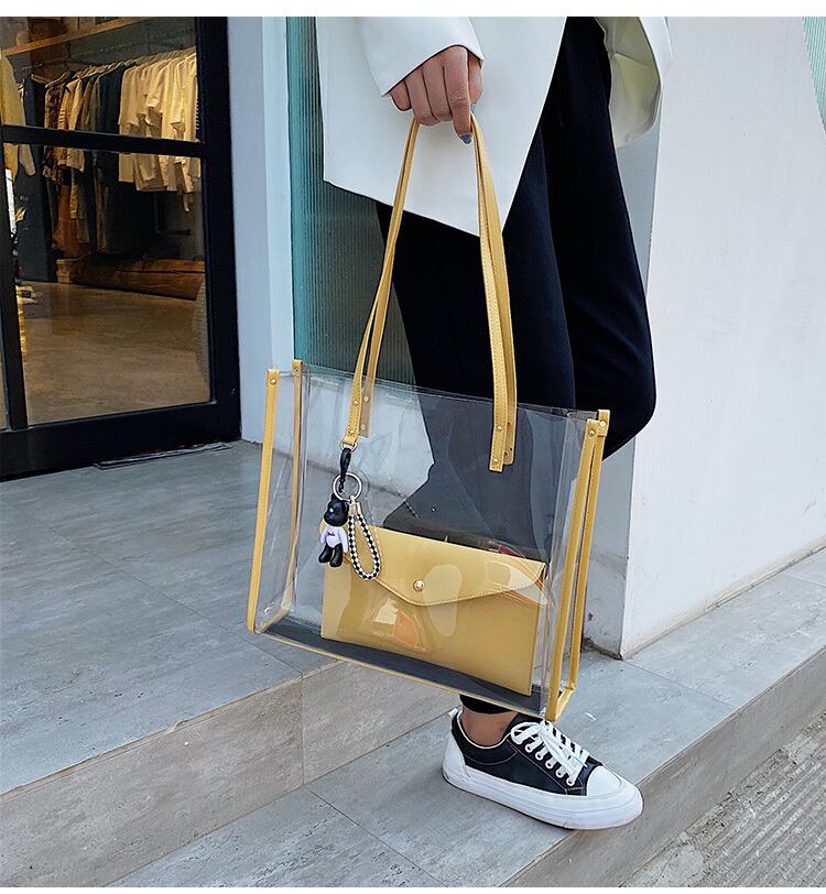 【小物】ins質感のいい  ファッションカジュアル定番無地 大容量 クリアバッグ