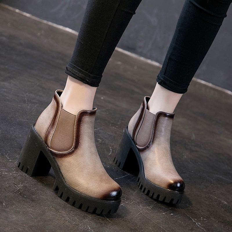 【shoes】チャンキーヒールブーツF0953