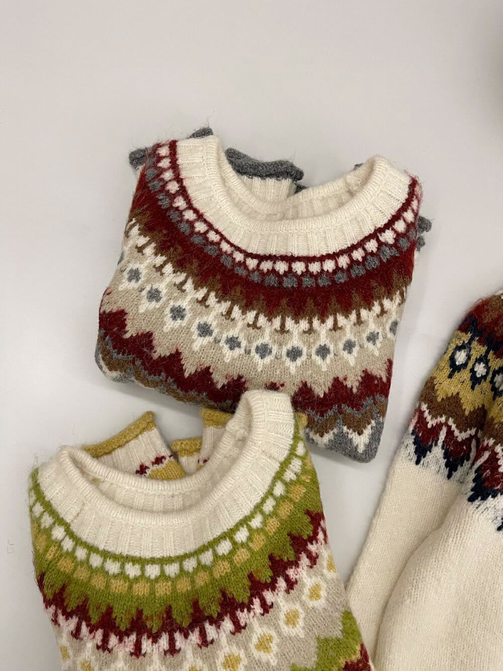【tops】ジャカードニットセーター　M27108