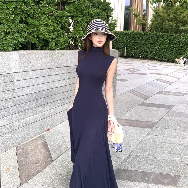 【dress】ノースリーブロングワンピース Q8262