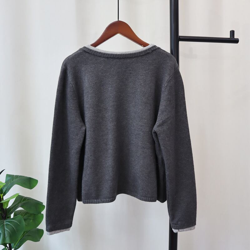 【outer】配色切り替えニットカーデ　M28598