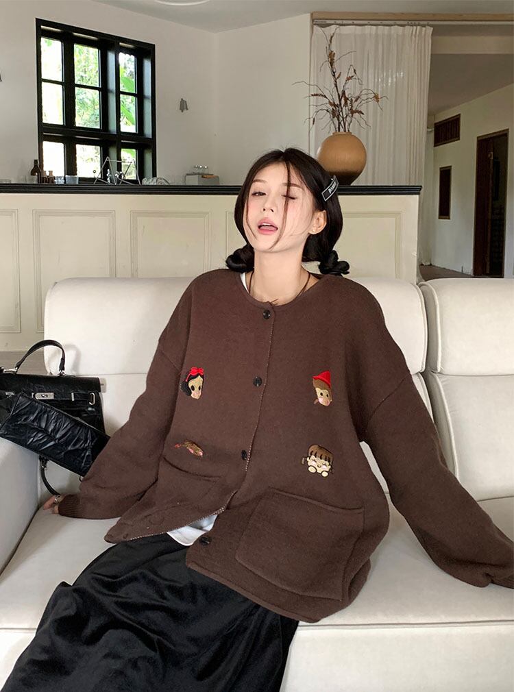 【outer】クルーネックニットカーデ　M19183
