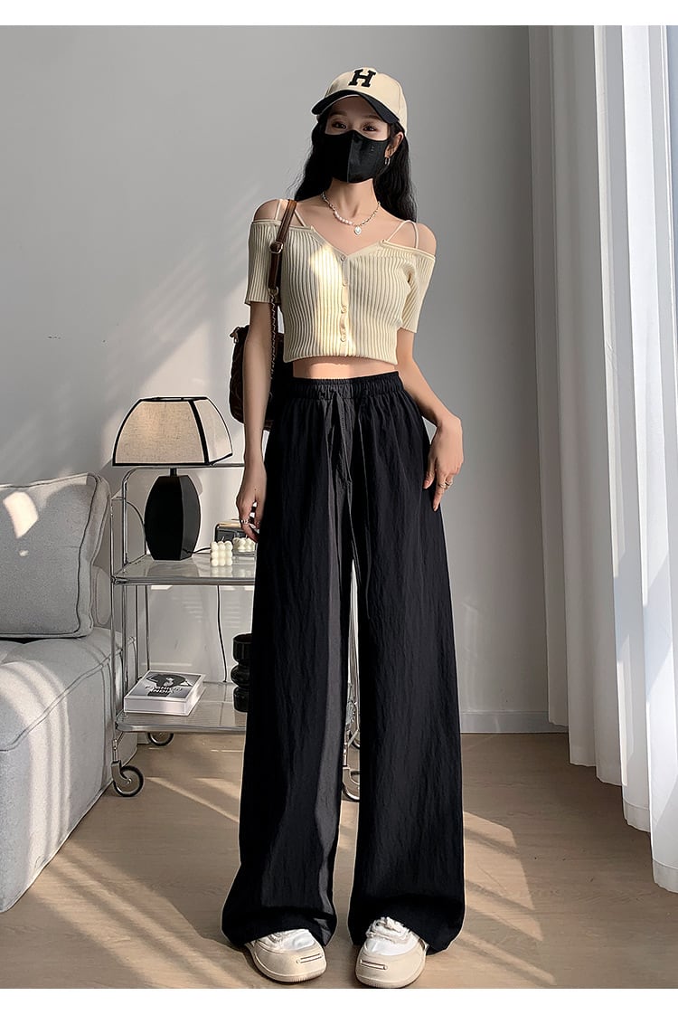 【bottoms】4色ウエストゴムガウチョパンツF7491