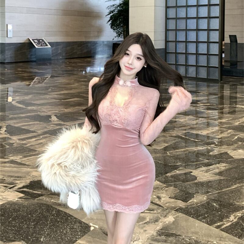 【dress】レースドッキングワンピース　M28494
