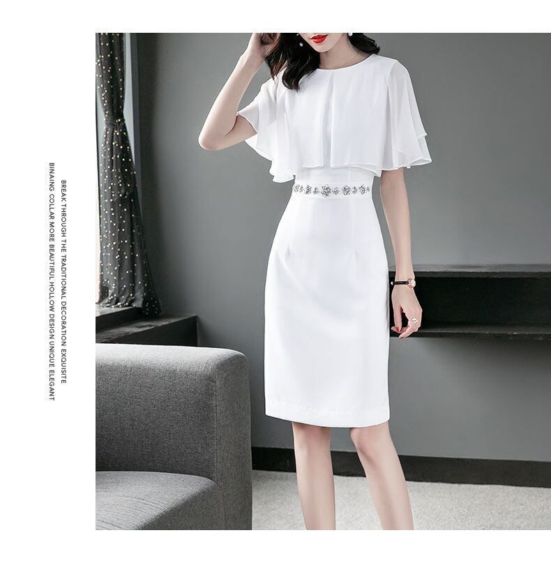 【dress】シフォン ファッション!OL通勤気質満点夏スウィートタイト着痩せ ワンピース G8075