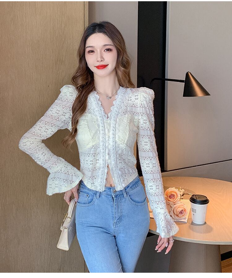 【tops】Vネックレーストップス　M27417