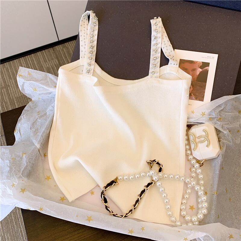 【tops】ラインストーンニットキャミソールF7049