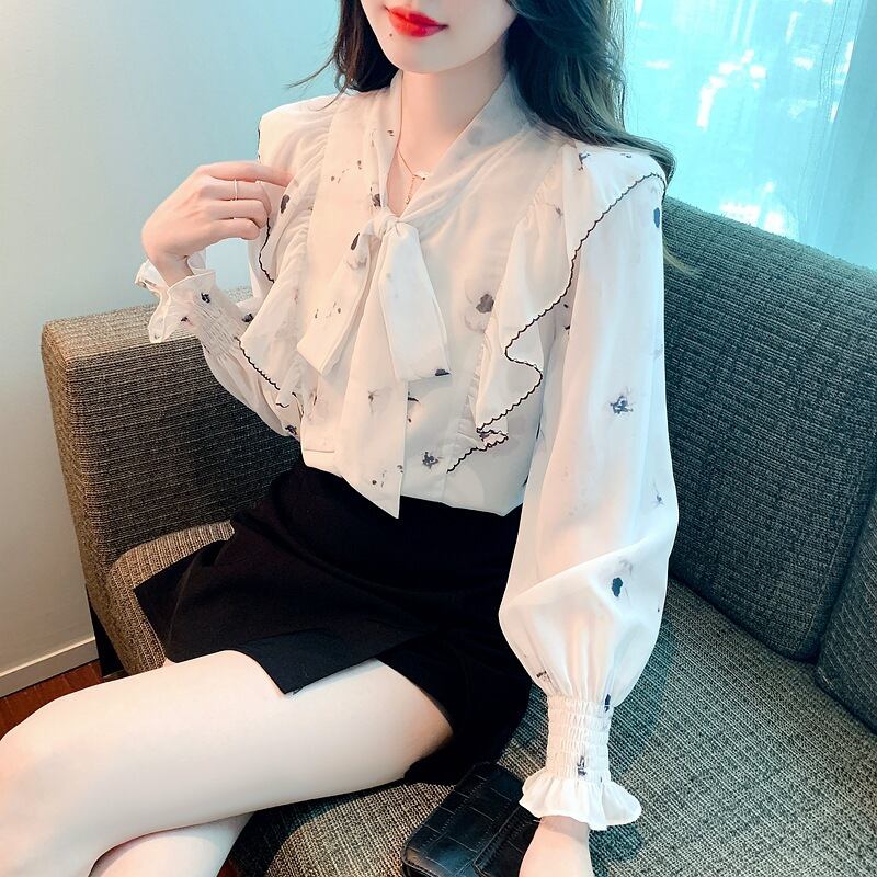 【tops】リボン付きシャツトップス　M18477