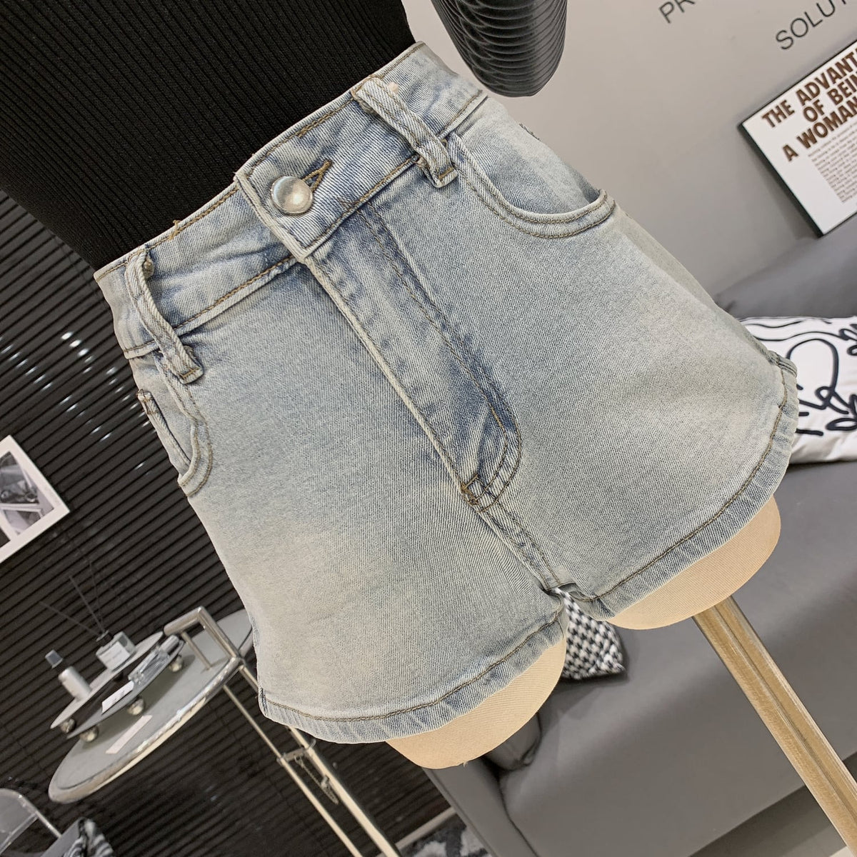 【bottoms】バックリボンデニムショートパンツ　M30724