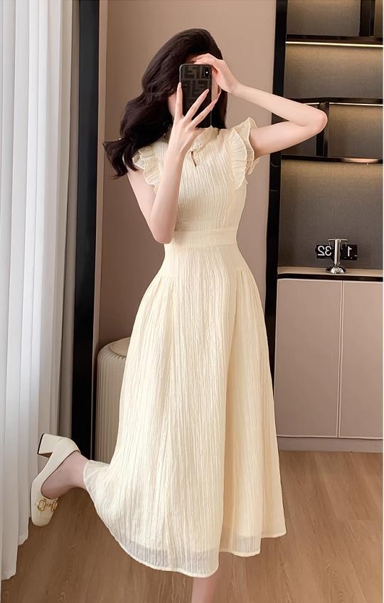 【dress】フレンチスリーブAラインワンピースF7477