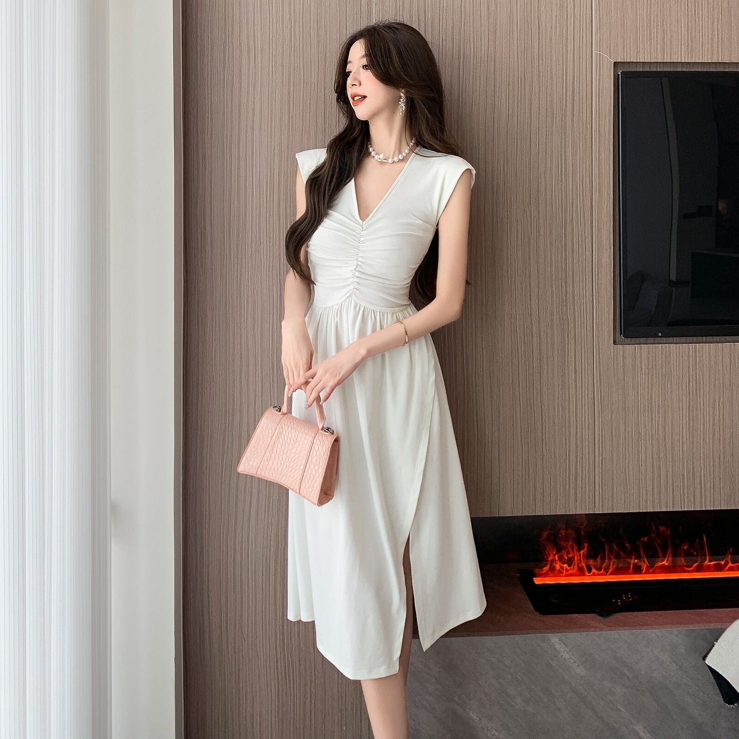 【dress】VネックスリットワンピースG20062