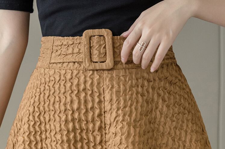 【bottoms】上品な質感!気質満点レトロINS風Aラインハイウエスト着痩せスカート G2935