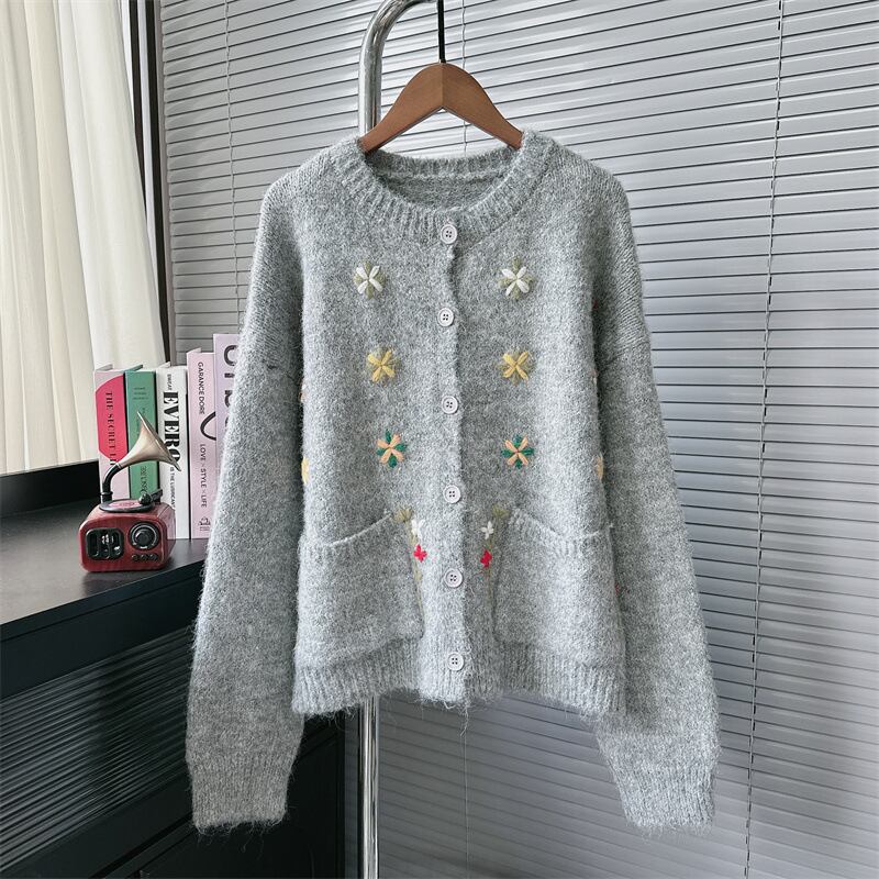 【outer】刺繍ニットカーデ　M28317
