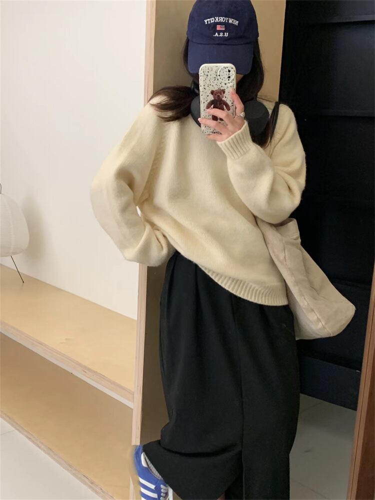 【tops】無地ニットセーター　M27252
