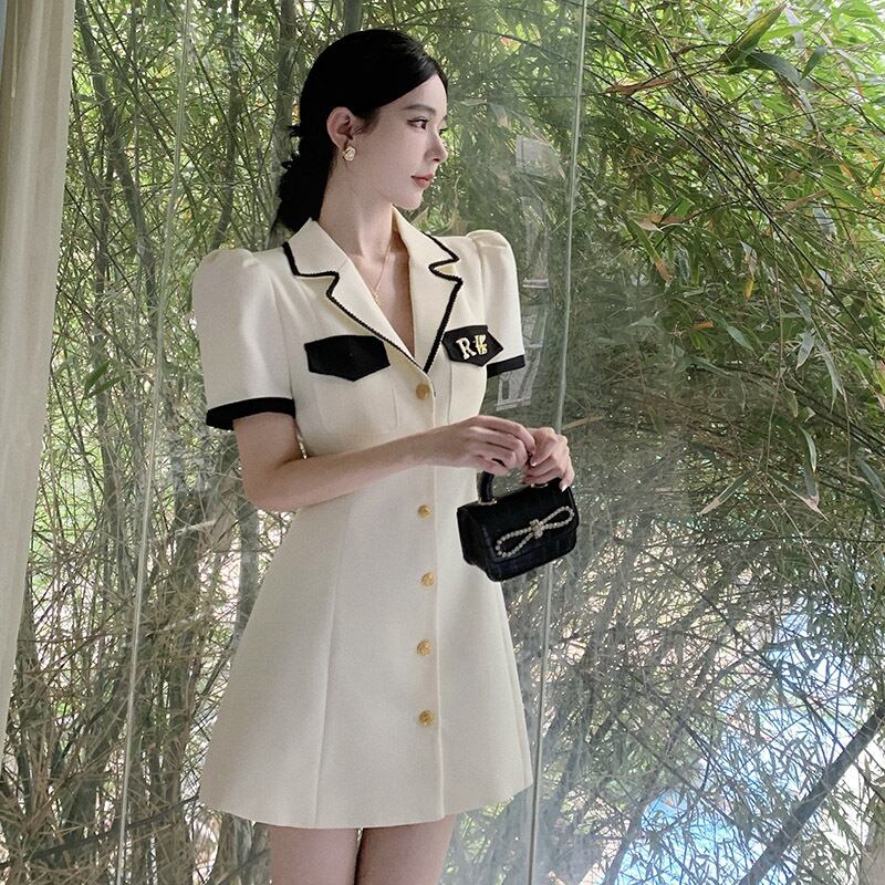 【dress】カラーマッチングスーツワンピース G21000