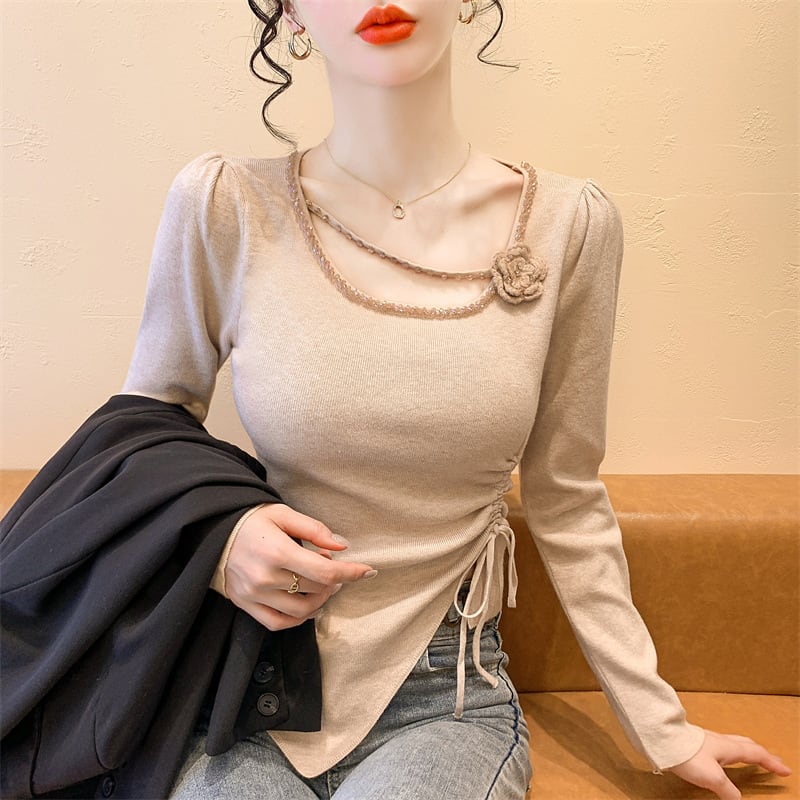 【tops】ビジュー不規則 イレギュラーニットトップス　M28665