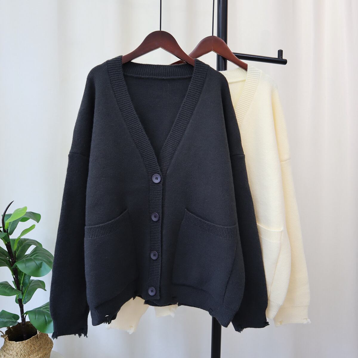 【outer】アウトポケットニットカーデ　M18425