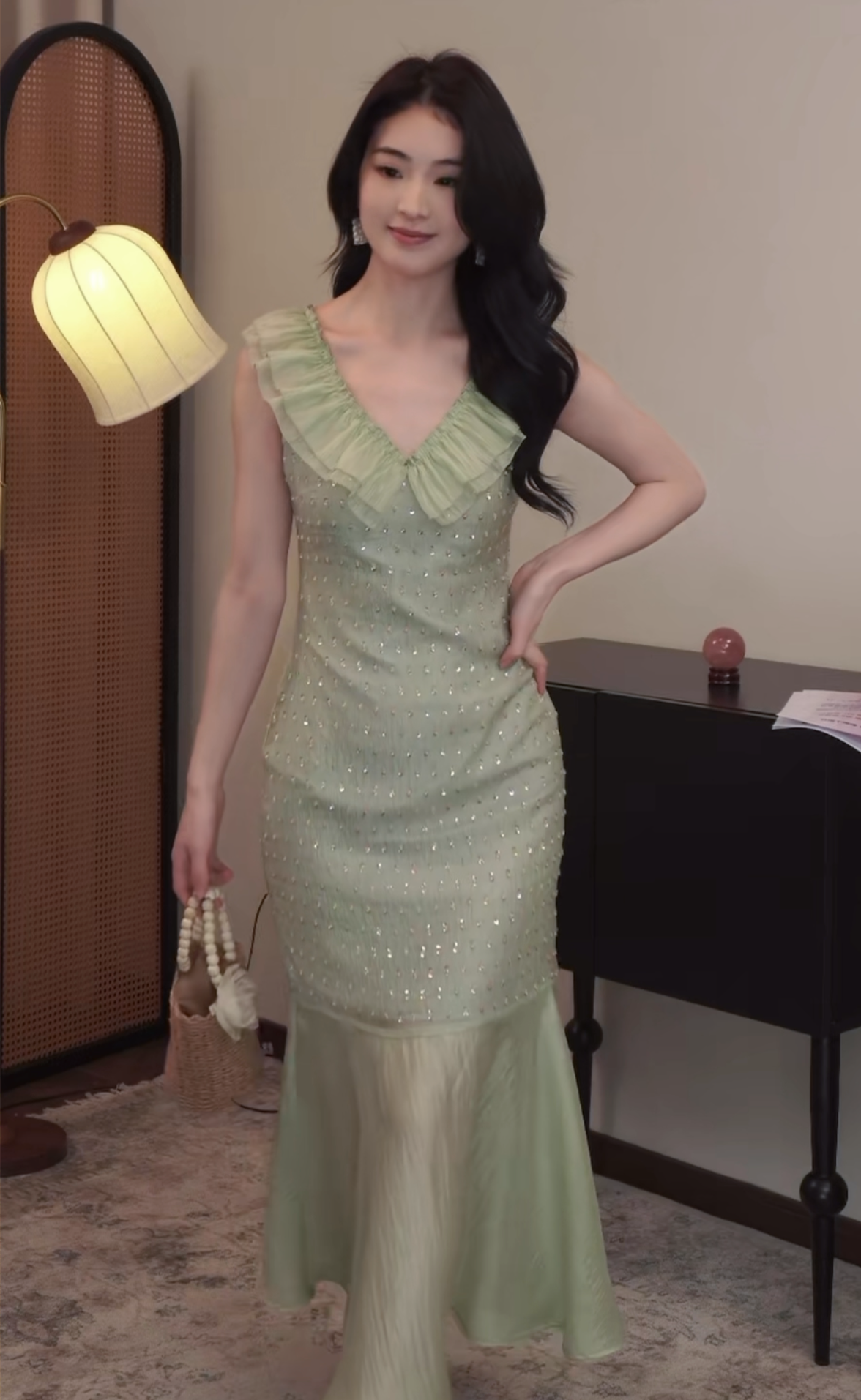 【dress】スパンコール付きマーメイドワンピース　N2987