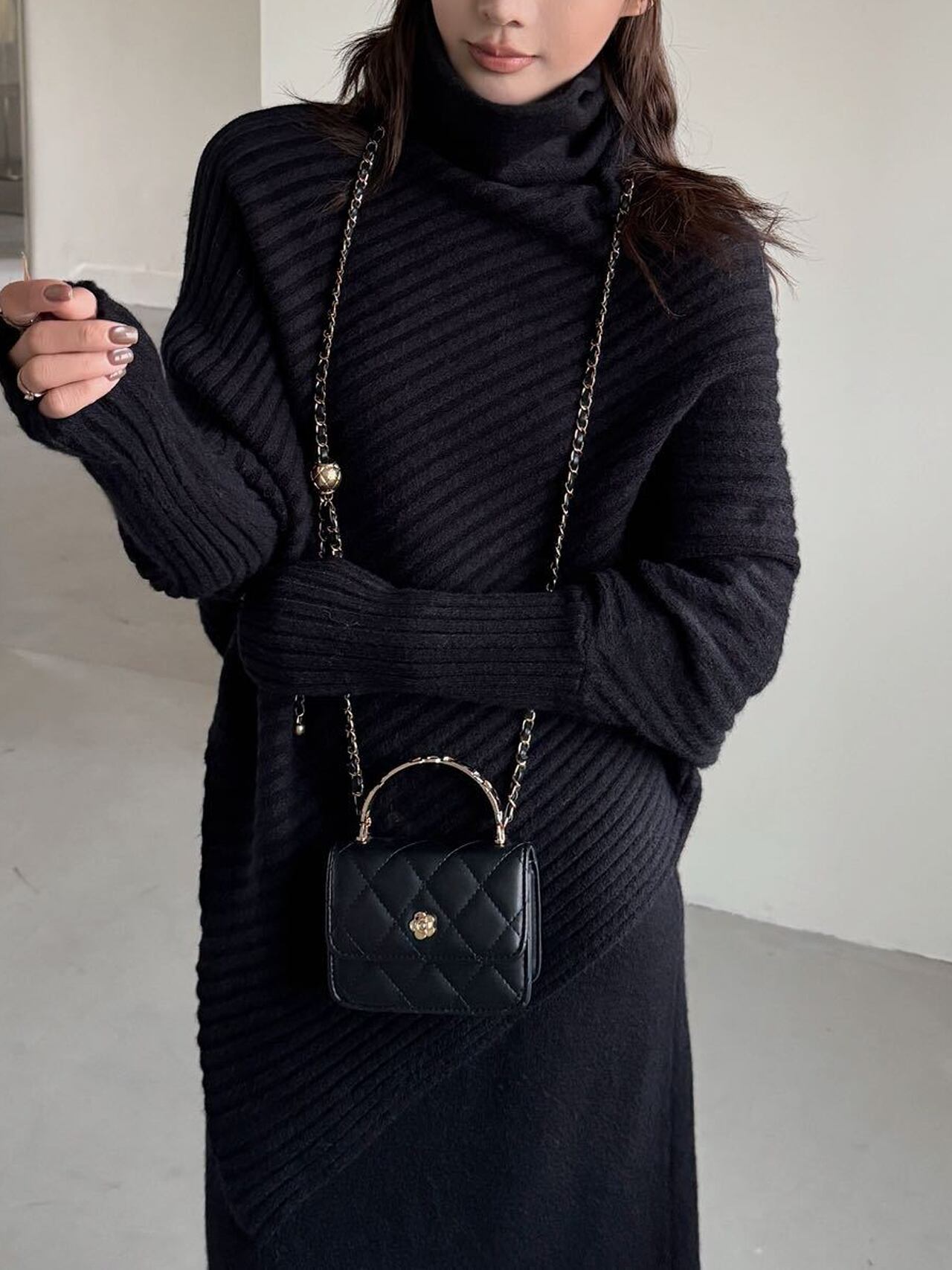 【set】イレヘムニットトップス×ロングスカートセット Q7390